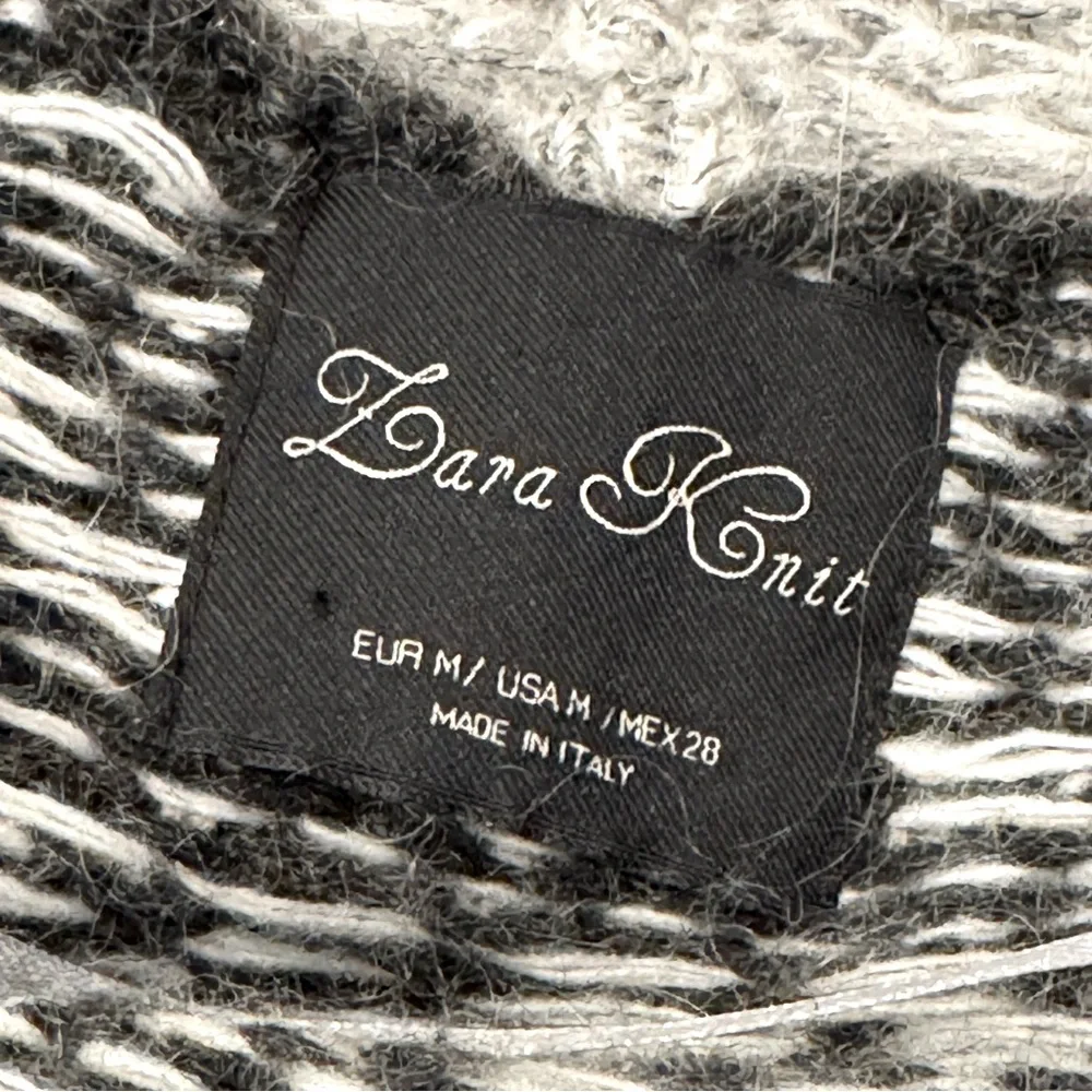 Lara Knit Black & Gray Mohair Wool Sweater Cardigan, Made in Italy 🇮🇹 - size M - Picture 9 of 12